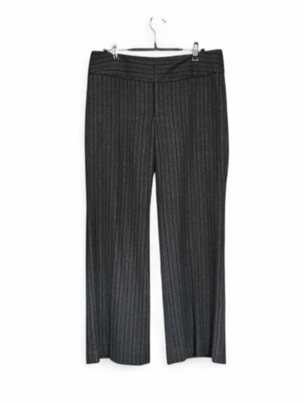 Women's Banana Republic Harrison Fit Wool Trousers Striped Grey Dress Pants 8p